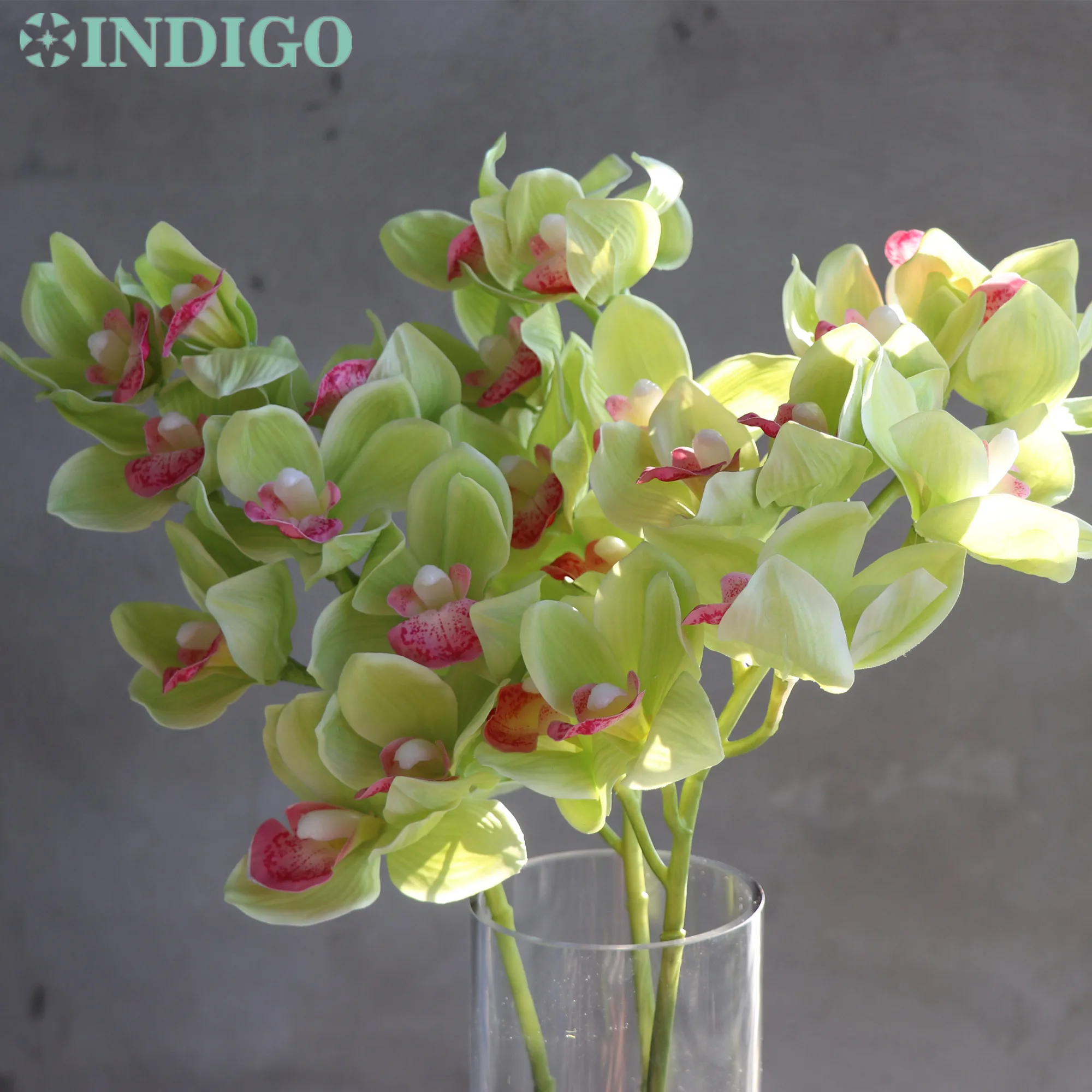 

Green Cymbidium Big Size Orchid Flower Table Bonsai Event Centerpiece Decoration Interior Trim - INDIGO