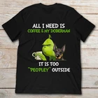 Цветная футболка все, что мне нужно-кофе и Мой добермен, забавная Подарочная футболка с собакой и мамой, саркастическая женская футболка с интровертором