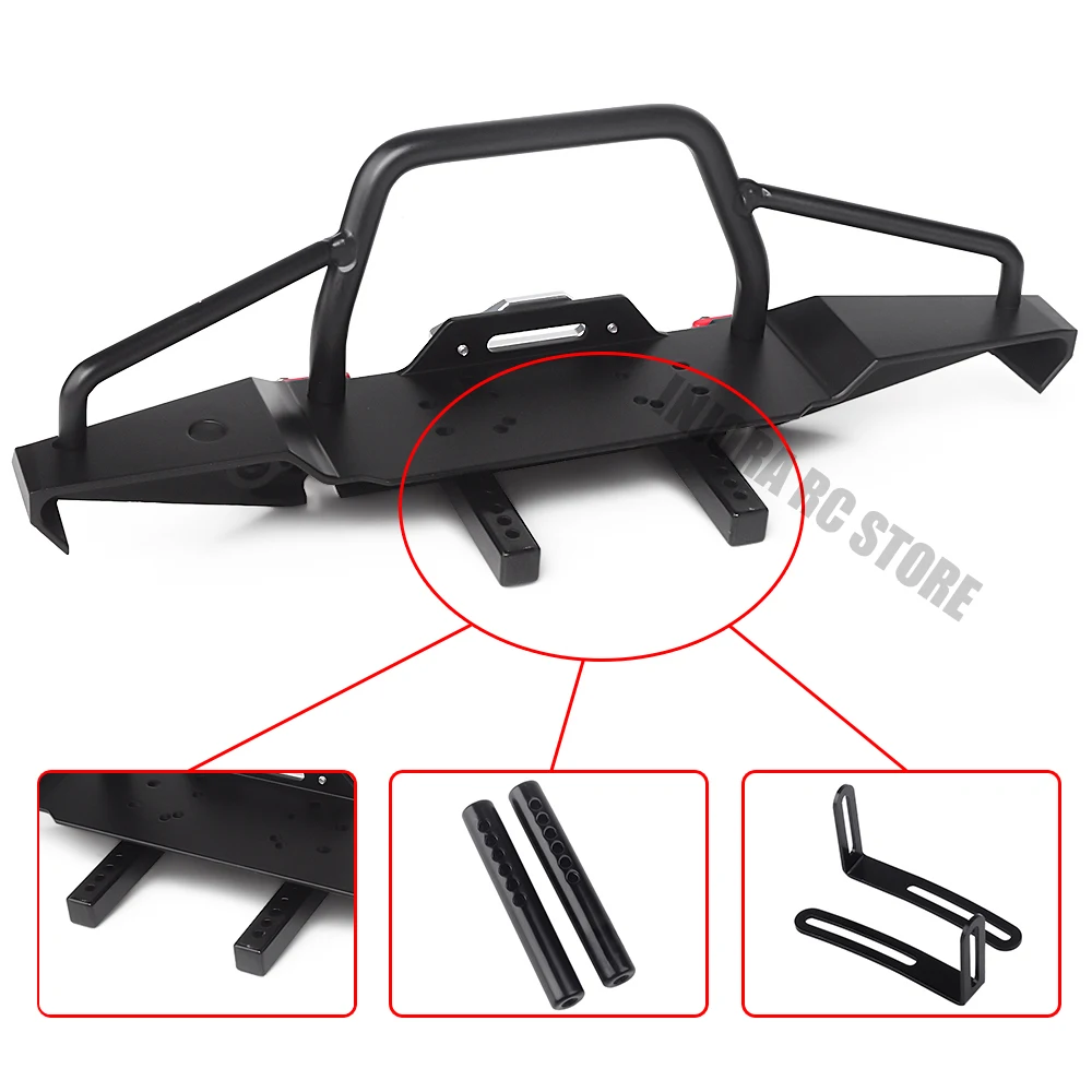 Металлический черный передний бампер со светодиодный светильник кой для 1:10 RC