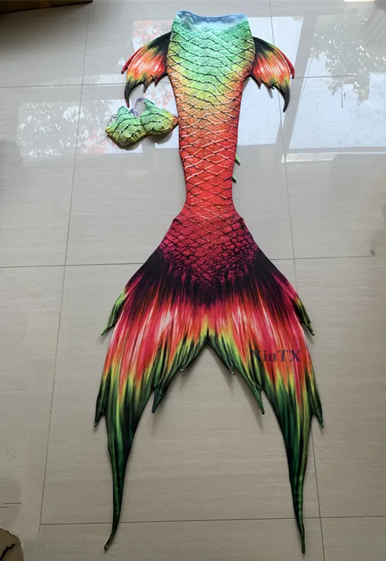 Женский Детский костюм Русалочки с моноластами купальный бикини HD принтом для