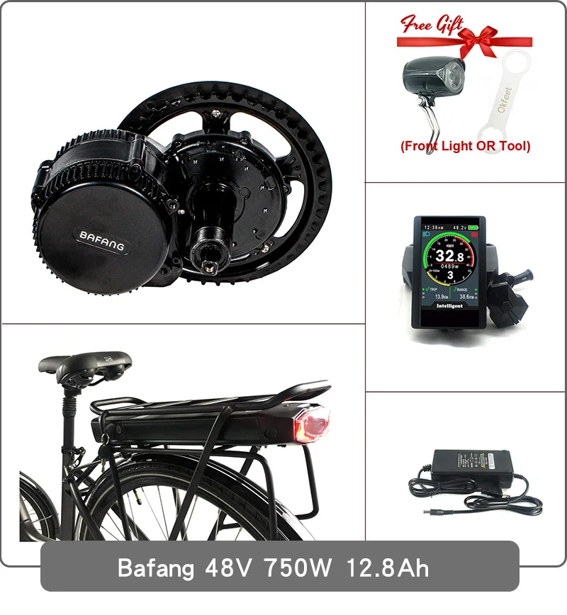 Bafang 8FUN 48V 750W мм G320 16Ah Li-Ion Батарея BBS02 светильник Шестерни Сенсор Цвет Дисплей Mid Мотор привода, фара для электровелосипеда в Conversion Kit