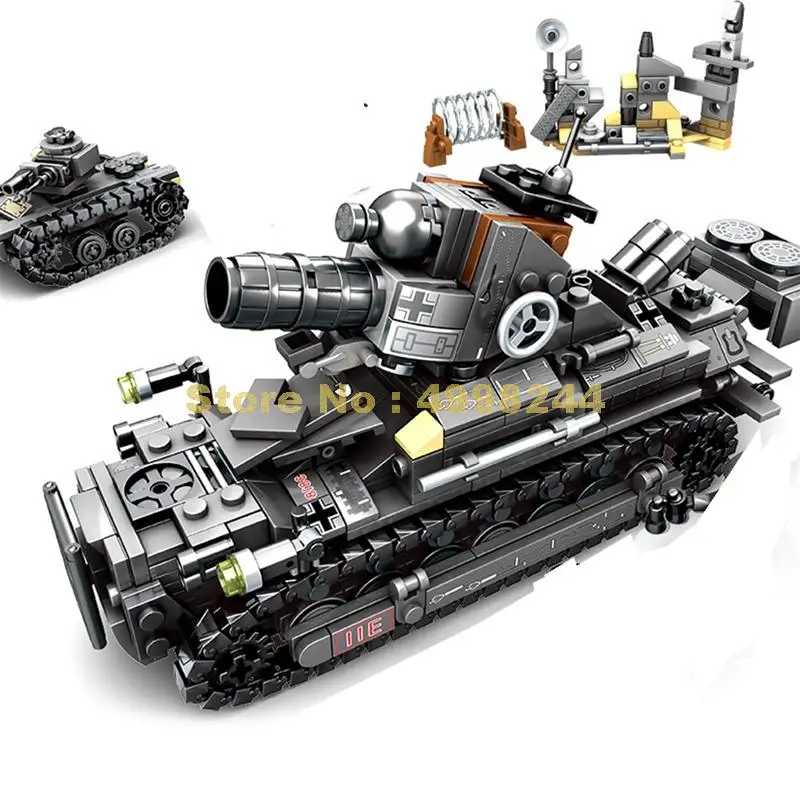 957 шт. 4 в 1 Военный танк тигра немецкая армия ww2 военные строительные блоки