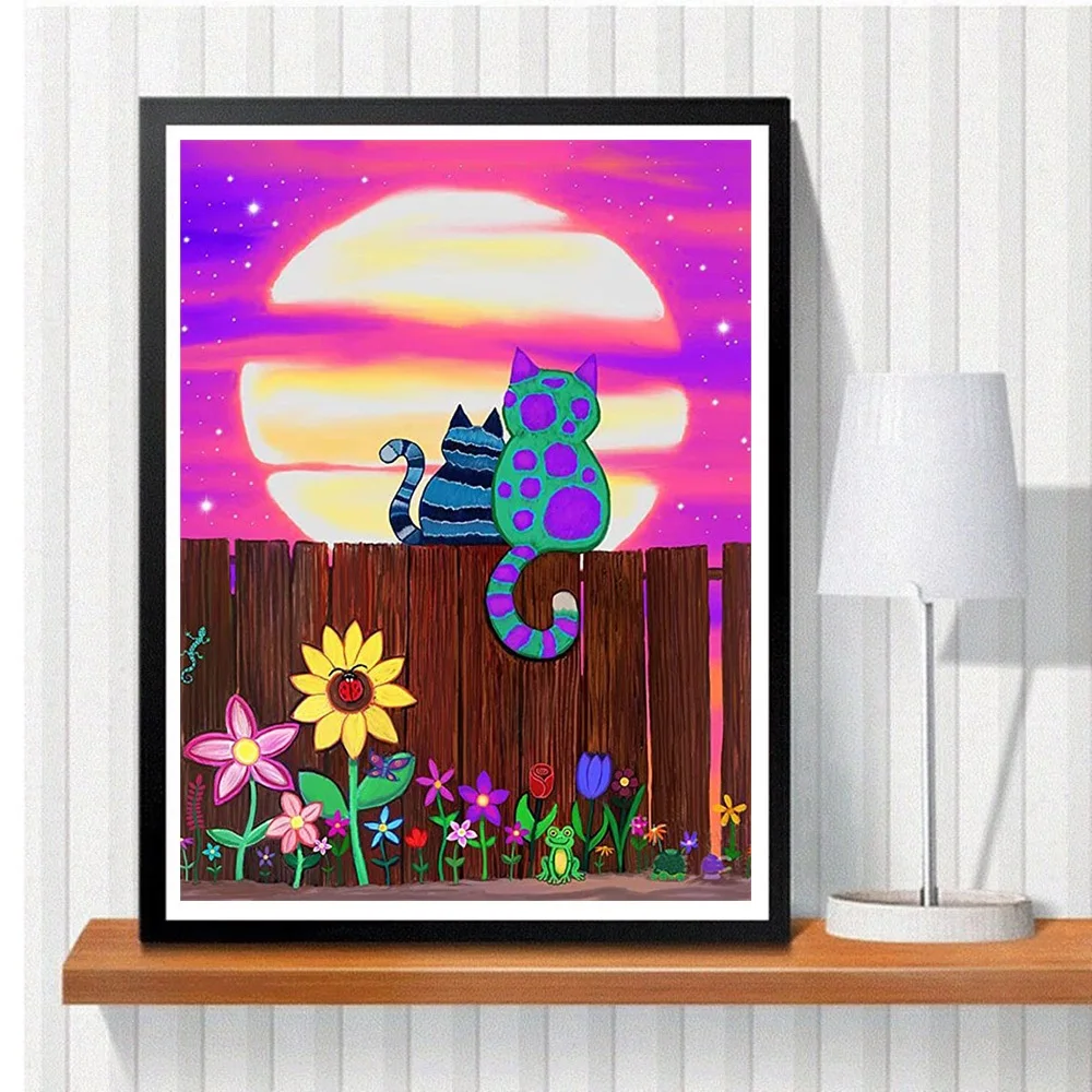 Набор для вышивки "Кошка" 5D Diamond Painting, полный сверху до низу, квадратная и круглая формы, ручная работа, подарок.