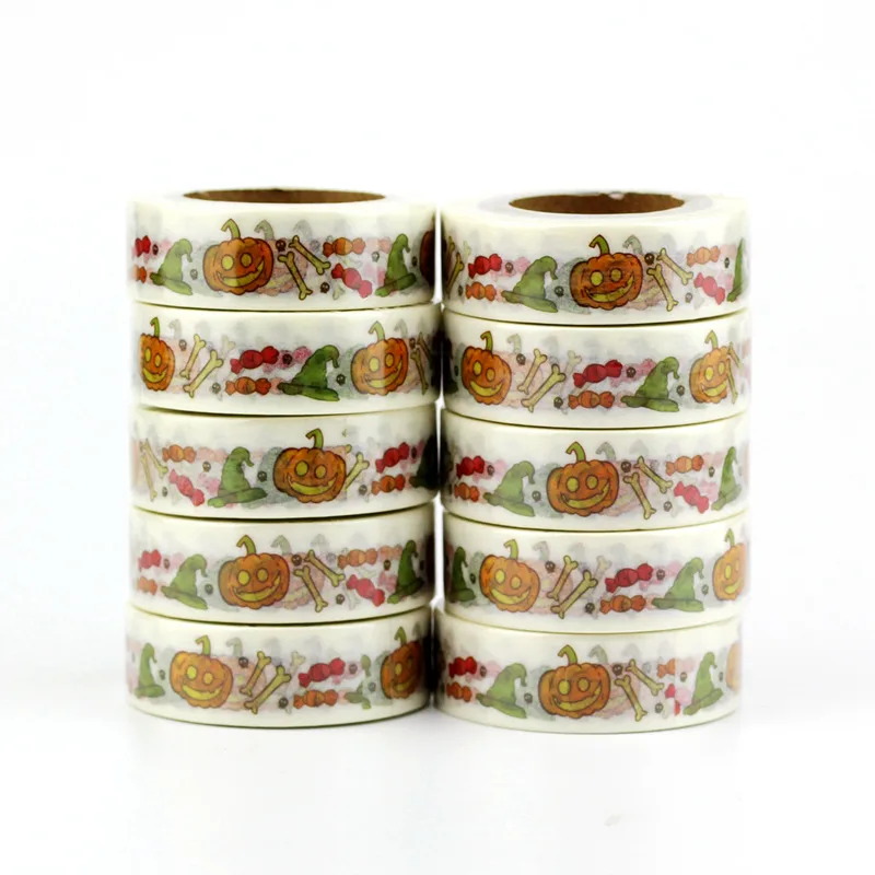 

10pcs/lot Decor Halloween Washi Tapes Pumpkin Magic Hat DIY Scrapbooking Planner Adhesive Stickers Masking Tapes Cute Stationery