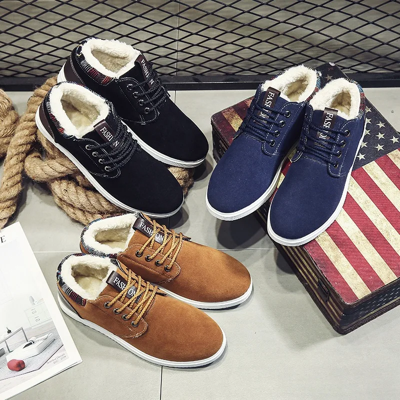 

Plus velvet cotton shoes men's casual shoes men's shoes trend boys Korean version of thick and warm student shoes