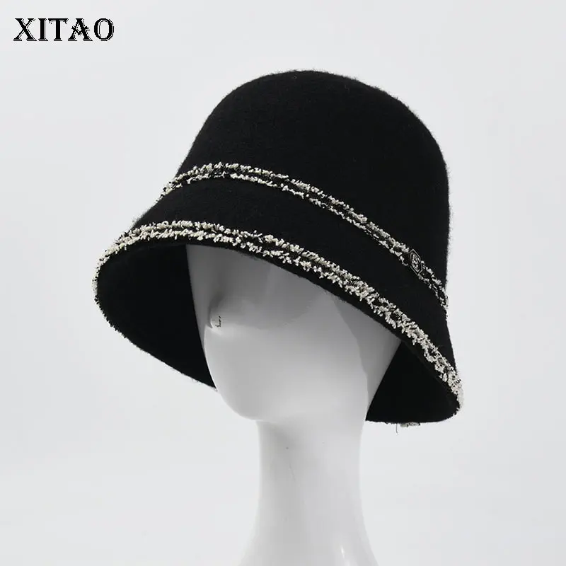 

Винтажные вязаные Панамы XITAO, шляпы контрастных цветов, сращивающиеся с заусенцами, новинка зимы 2021, простые темперамен