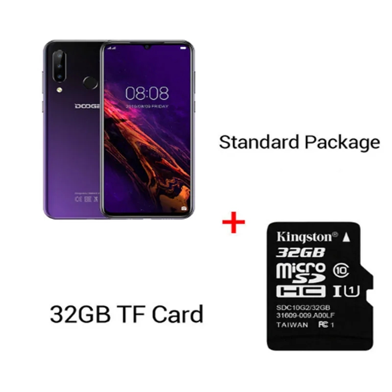 Purple N 32GB Card DOOGEE N20, новинка, смартфон, 6,3 дюймов, FHD+ дисплей, 4350 мАч, 4 Гб+ 64 ГБ, четыре ядра, 10 Вт, зарядка, отпечаток пальца, 16 МП, тройная задняя камера - Цвет: Purple N 32GB Card