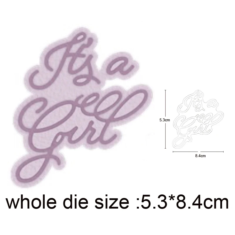 

2020 New Metal Dies Words It's a Girl cutting dies and stamps DIY Scrapbooking Stencils dies Album Cards Making Embossing dies