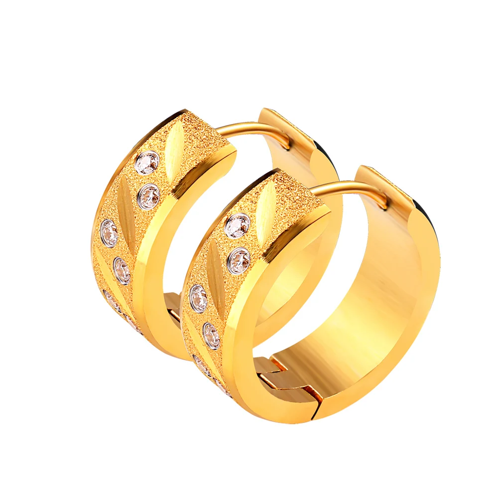 Простые циркониевые серьги круглые ювелирные изделия из титановой стали для