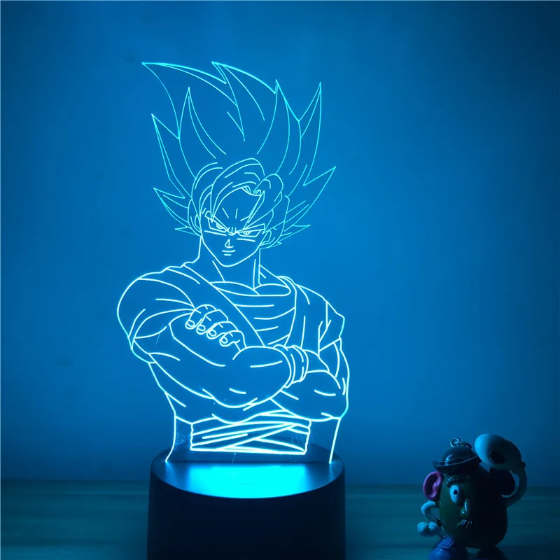 3D светодиодный ночной Светильник Dragon Ball Z Goku Super Saiyan, экшн-фигурка, 7 цветов, сенсорная Оптическая иллюзия, настольная лампа, режим украшения дома