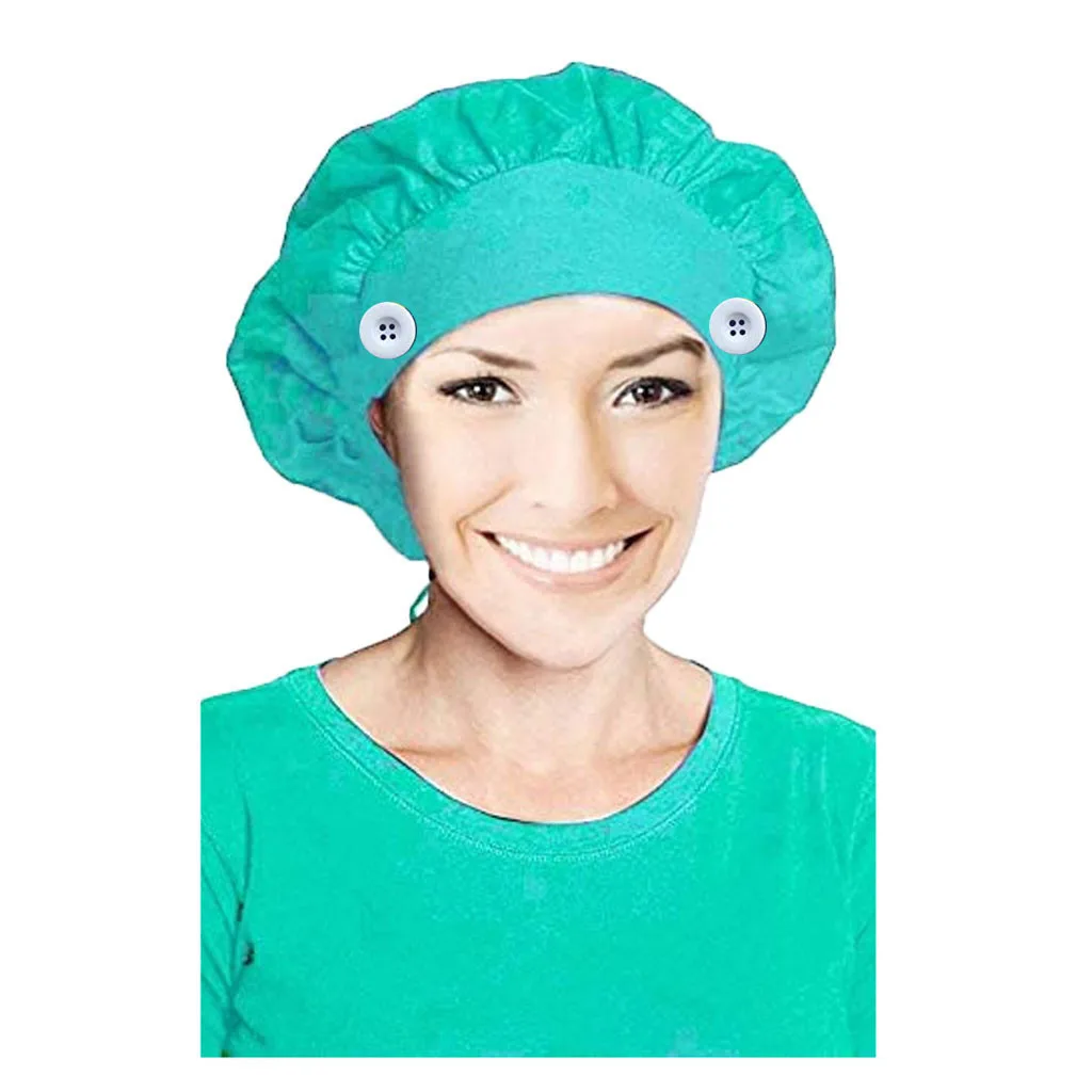 

Gorro Enfermera Fashion Solid Button Nurse Hat Unisex Scrubs Cap Sweatband Bouffant Hats Nurse Accessories Gorros Quirurgicos c4