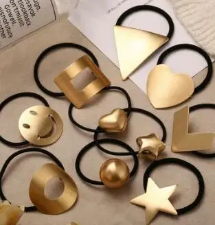 Модные металлические украшения для волос для женщин и девочек 2019 года Геометрическое сердце Звезда Милый резинка-резинка Головной убор аксессуары на.