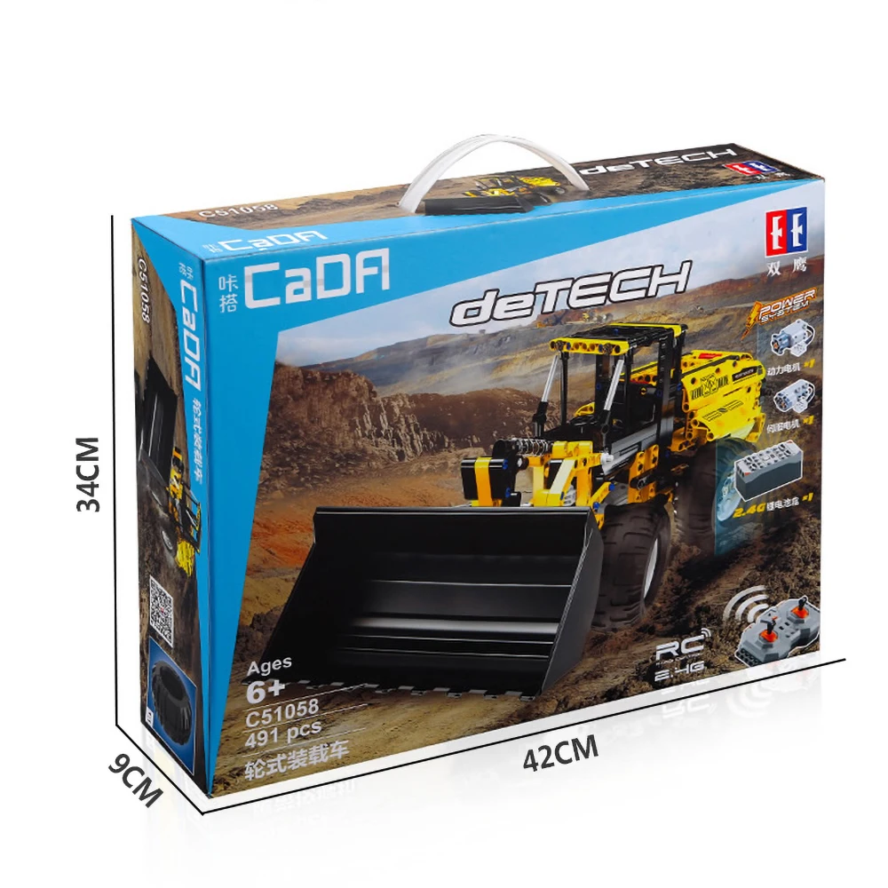 491PCS DOUBLE E CADA C51058W 2 4G RC автомобиль бульдозер для вилочных погрузчиков строительные
