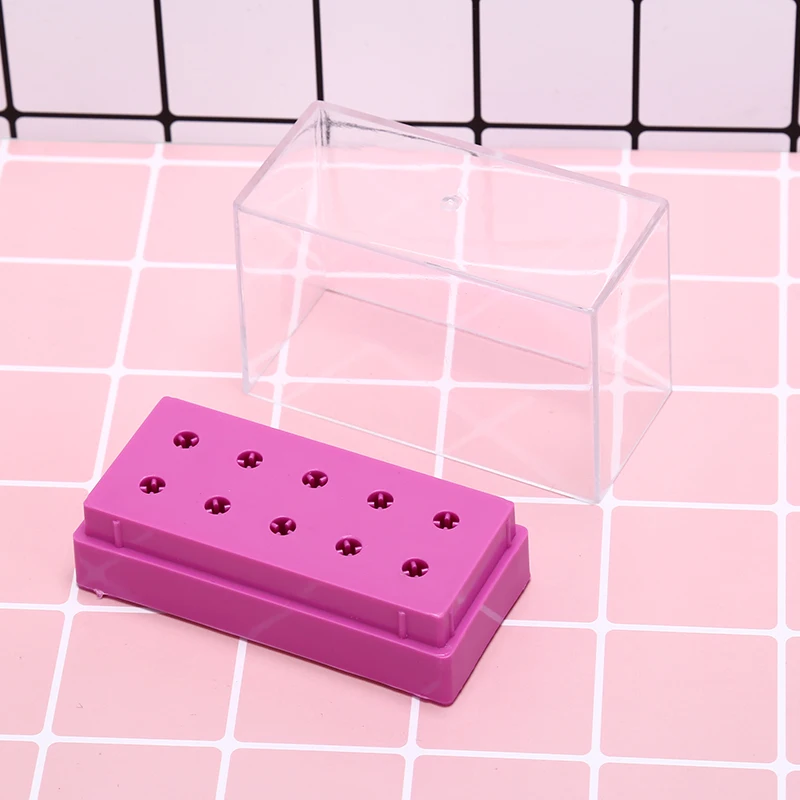 10 отверстий Держатель для фрез ногтей органайзер маникюра коробка хранения