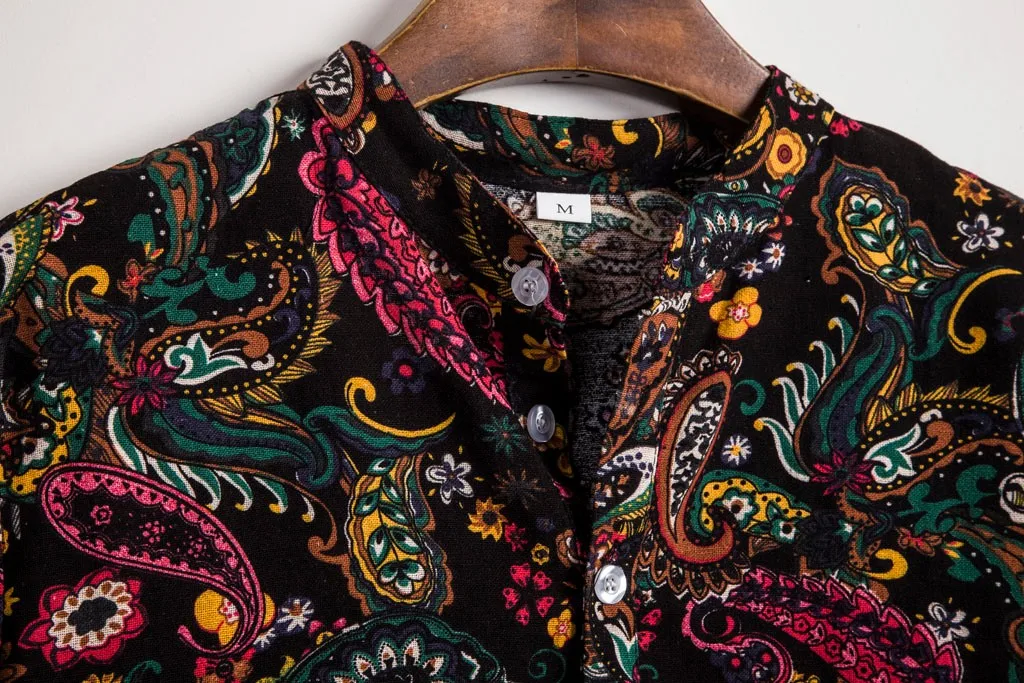 Для мужчин в этническом стиле с короткими рукавами Повседневные платья из хлопка