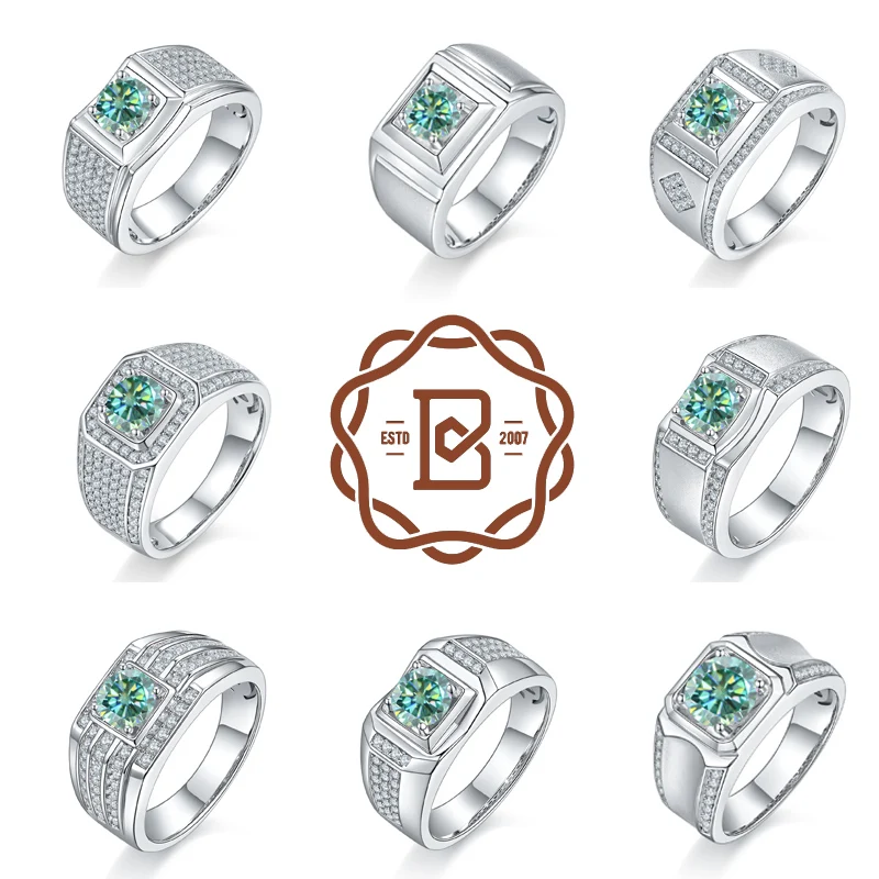 

Gem's Ballet 925 Sterling Silver Luxury wedding Rings Finger Christmas Gift Fine Jewelry Green Moissanite 1ct Eternity Accessory