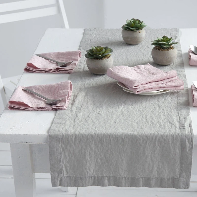 100% чистая натуральная льняная однотонная прямоугольная боковая скатерть в