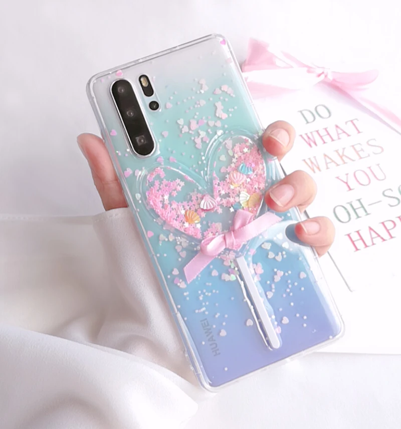 Чехол для телефона huawei Mate20 lite 9 10 Pro Honor 8 7X 8X 7C 7A милый прозрачный блестящий чехол с