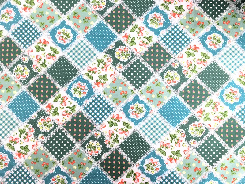 Кружевная ткань в пасторальном ретро-стиле с принтом клубники 100% хлопок сделай