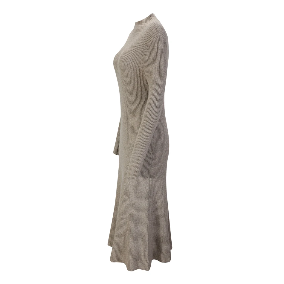 Cashmere RMORE Inner Mongolian Cashmere платье для женщин весна осень пуловер половина-водолазка в полоску текстурированная 12 калибра вязанная в магазине Slava - Цвет: Cashmere