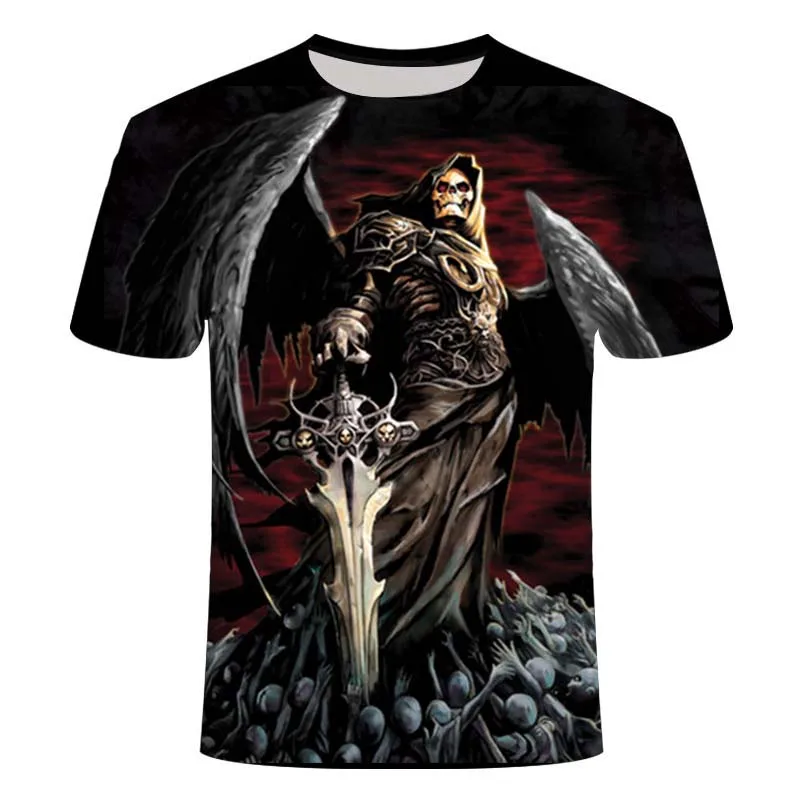 

Summer new men's horror skull 3D printing tops 2021 ladies popular brand tops T-shirts sports casual quick-drying shirts