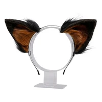 q1fa faux fur animal headband realistic german shepherd dog furry plush ears hair hoop cosplay costume party headpiece