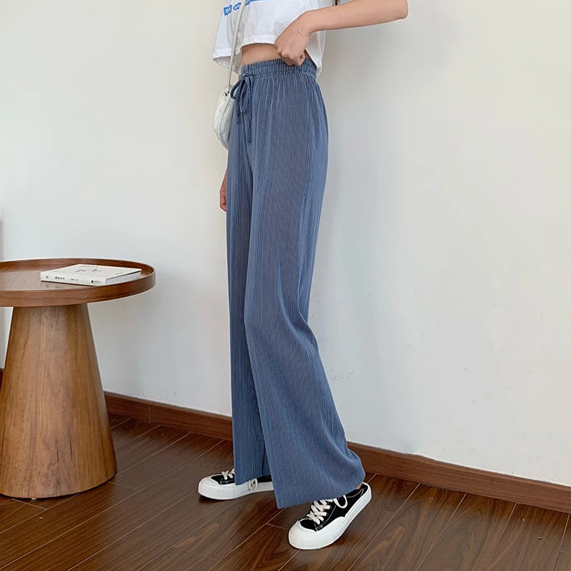 

Hzirip осенние корейские стильные с высокой талией драпированные широкие однотонные 2021 Популярные свободные универсальные хлопковые шикарны...