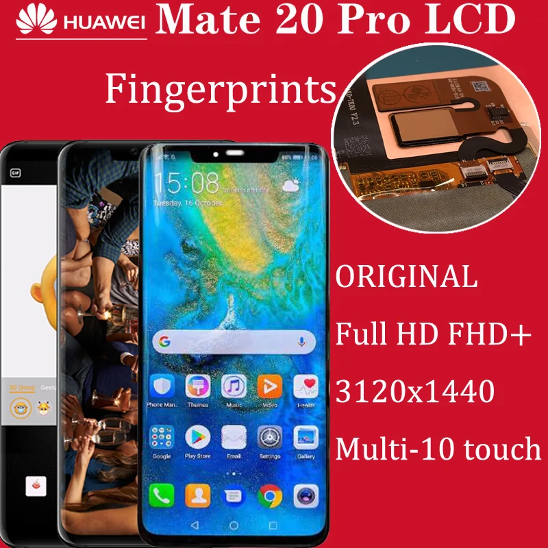 

Original 6.39'' Display Fingerprint Replacement for Huawei Mate 20 Pro LCD Touch Screen LYA-L29 LYA-L09 MATE20 pro LCD Assembly