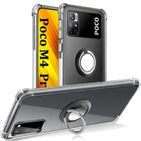 metal ring holder cover poco m4 pro case silicon transparent shockproof phone case for xiaomi poco x3 gt f3 m3 x4 pro 5g cases
