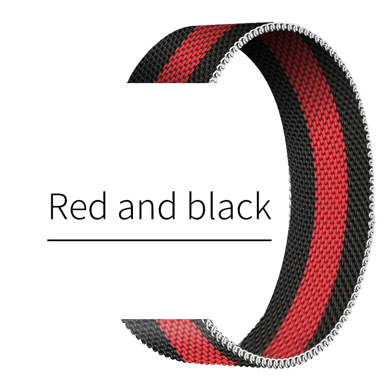 Ремешок Миланская петля черный с красным iWatchband 40 мм 44 ремешки 6 4 5 металлический