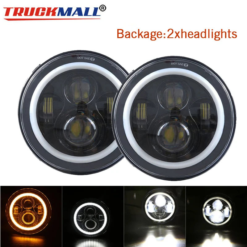 D-2pcs headlights Для Лада Нива 7 дюймов круглый светодиодный прожектор для Jeep Wrangler JK TL LJ Лада Нива 4x4 suzuki samurai Hummer - Цвет: D-2pcs headlights