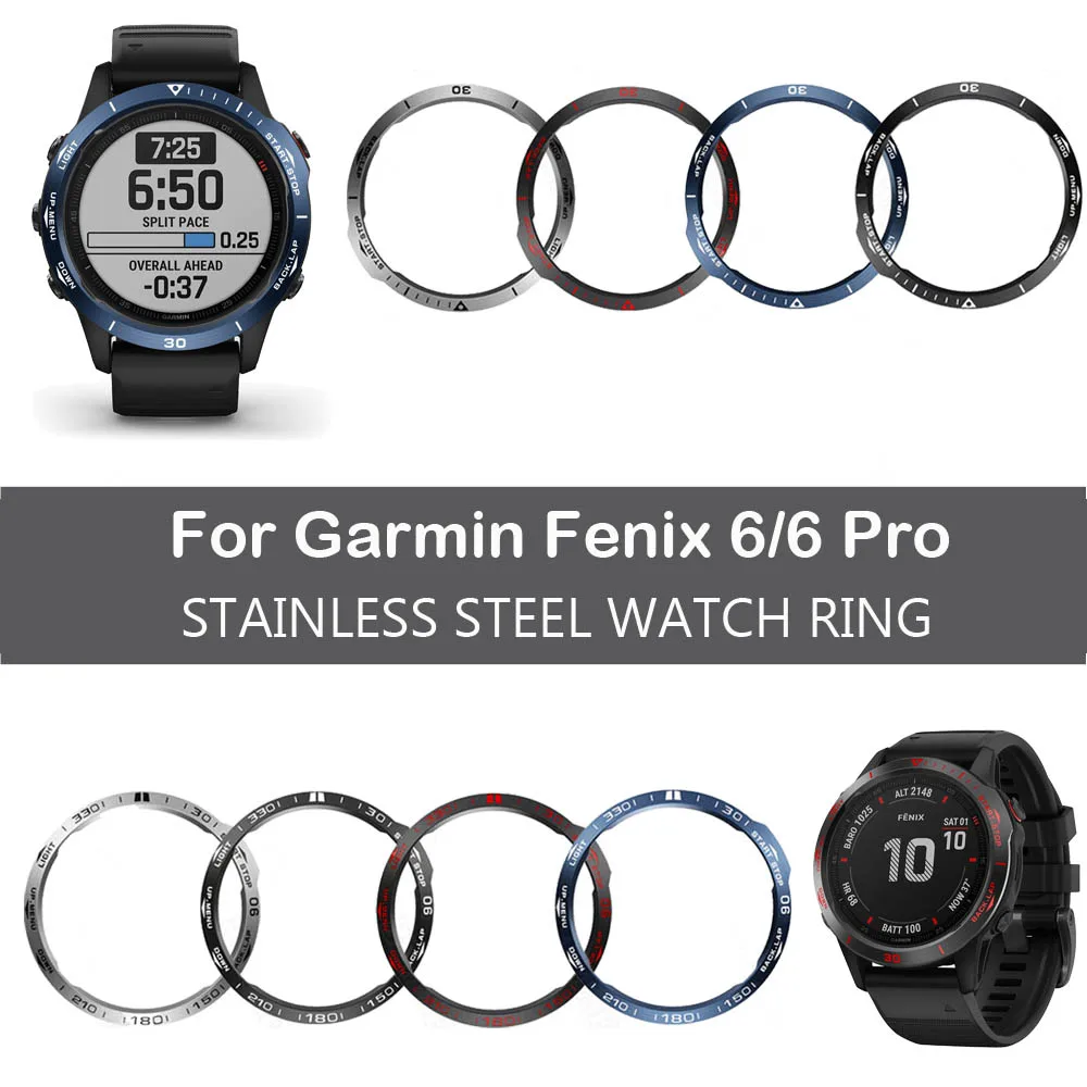 

Чехол-наклейка для часов Garmin Fenix 5, 6, защита от царапин, стальное кольцо