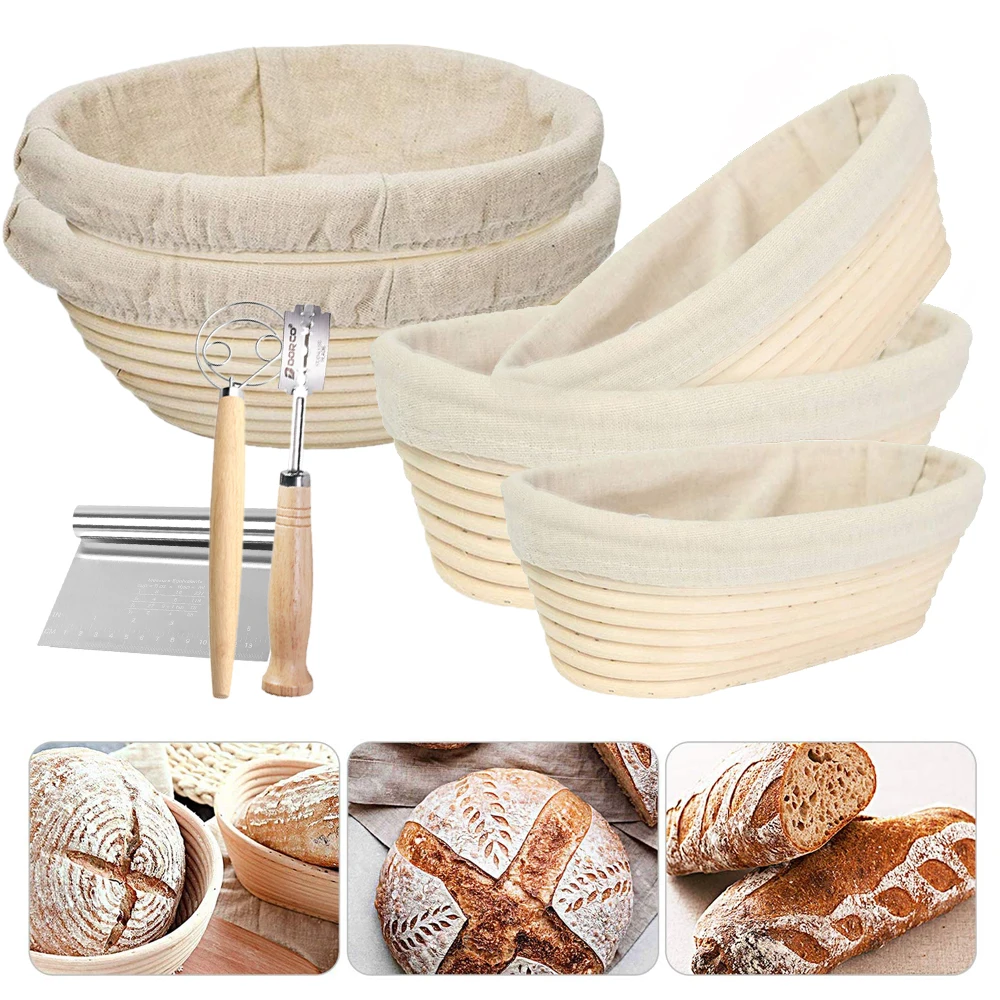 Овальная/круглая корзина для ферментации из натурального ротанга хлеба Banneton