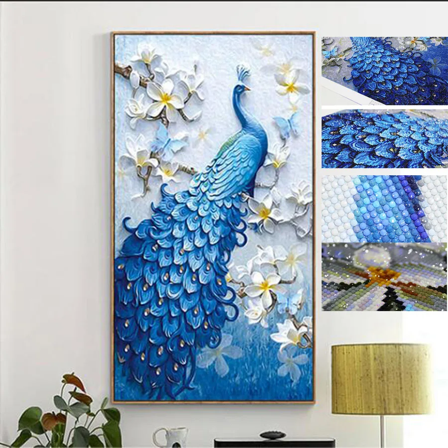 5D Special Shaped Diamond Painting Kit Peacock Animal Mosaic Dotz Embroidery Art Full Drill Round Rhinestone Picture Set