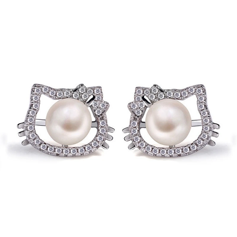 

Женские серьги-кошки из серебра 925 пробы, с жемчугом