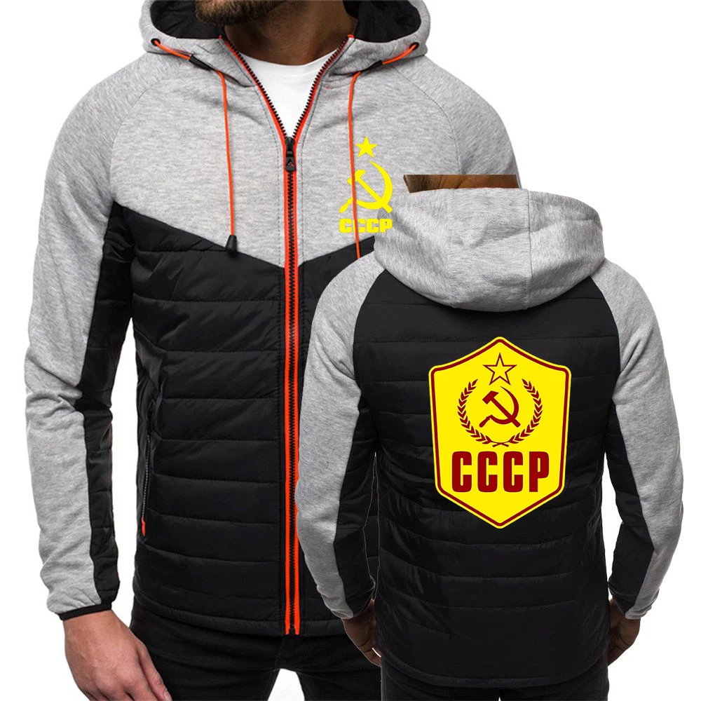 

CCCP Designer Fashion Hoody Spliced Thicken Jacket Printed Men Hoodies Casual Coat Hooded Fleece Streetwear Clothes