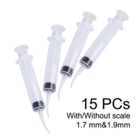 15 pcs disposable dental irrigation syringe curved tip 12ml for dentist use dentistry material tip diameter 1 71 9mm with scale