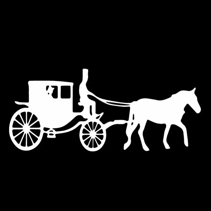 YJZT 17.5CM*7.5CM Interesting Horse Carriage Drive Shadow Vinly Decal Artistic Decor Car Sticker Cute Black/Silver C27-0989 | Автомобили и