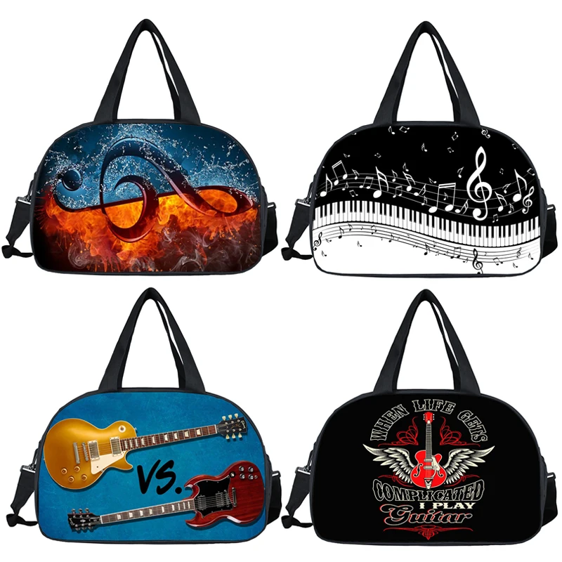 

Music Note Piano Guitar Travel Duffle Bag Women Handbag Casual Tote Multifunction Storage Bags Shoes Holder Weekend Travel Bag