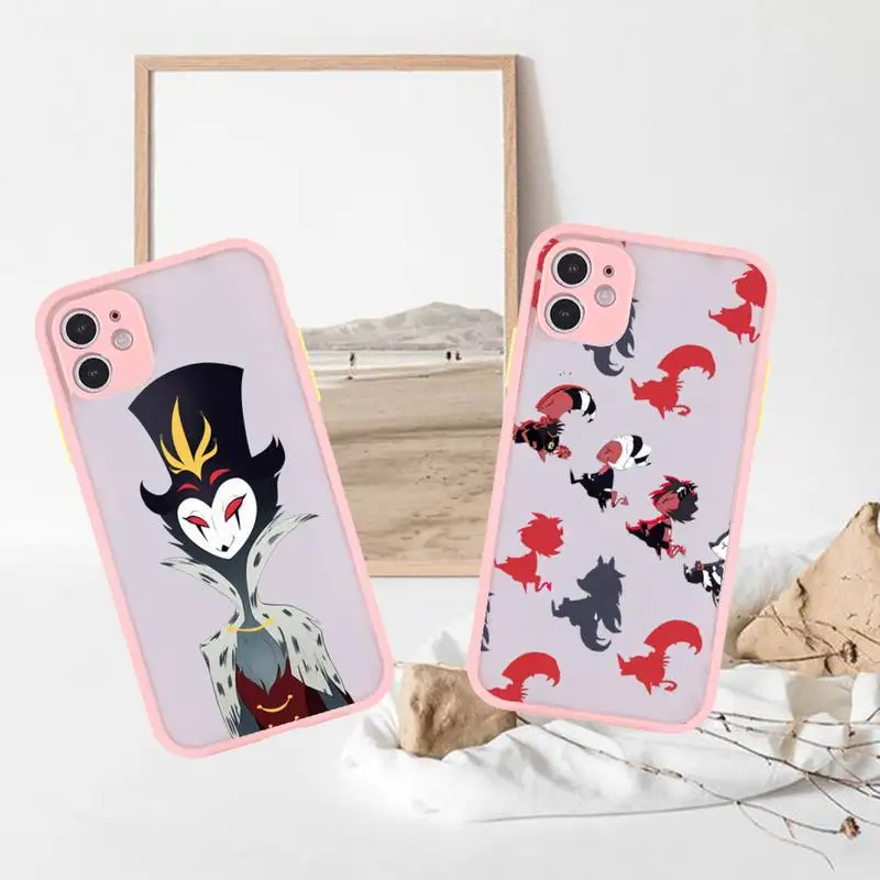

Helluva Boss Phone Case For iPhone 13 12 11 Mini Pro XR XS Max 7 8 Plus X Matte transparent Pink Back Cover