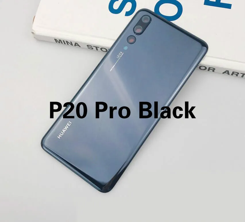 Для huawei P20 Pro крышка батареи Задняя стеклянная Задняя Дверь Корпус чехол панель+ объектив камеры для huawei P20 Lite крышка батареи Nova 3e - Цвет: P20 Pro Black