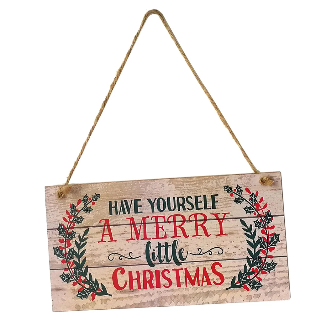 

Have Yourself a Merry Little Christmas Rustic Wood Plaque Plank Design Hanging Sign Home Wall Decor 8 x 4inch
