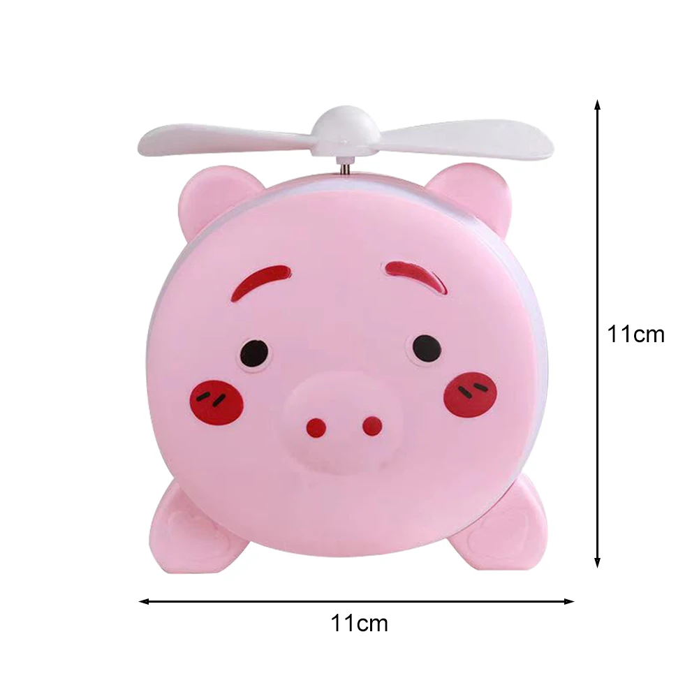 

3 in 1 Cute Cartoon Pig USB Rechargeable Portable Pocket Fan LED Fill Light with Makeup Mirror Handheld Mini Cosmetic Mirrors