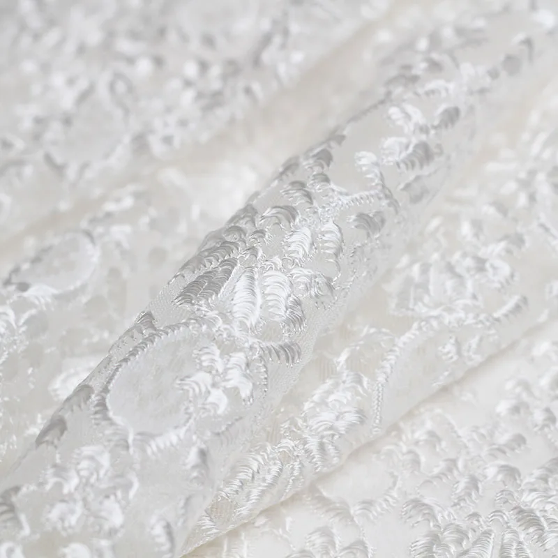 Перламутровые шелковые белые стерео вышитые кружевные ткани хлопок полиэфирные