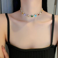 korean fashion personality color diamond necklace female temperament exquisite clavicle chain trend party jewelry