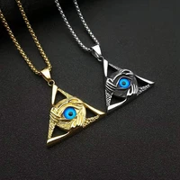 turkish evil eye charm pendant chain gold silver color stainless steel necklace for women men hip hop jewelry dropshipping