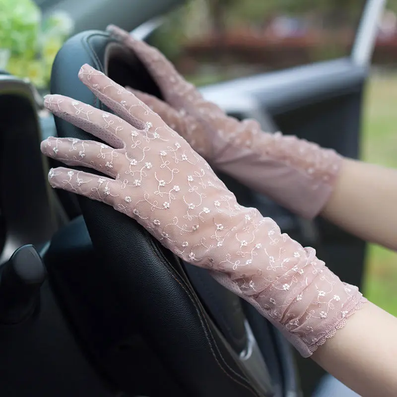 

Touch Screen Gloves Women's Spring Summer Driving Gloves Summer Sunscreen Medium Long Gloves Lady's Slip-proof Sexy Lace Gloves