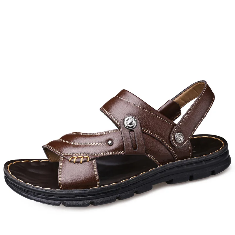 

Men's Sandals 2021 Summer New Casual Beach Shoes Slippers Platform Shoes Genuine Leather Material