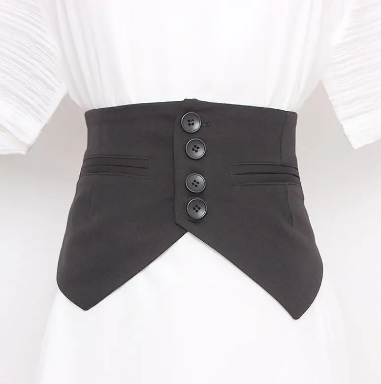 

Women's runway fashion black fabric embroidery Cummerbunds female Dress Corsets Waistband Belts decoration wide belt R692
