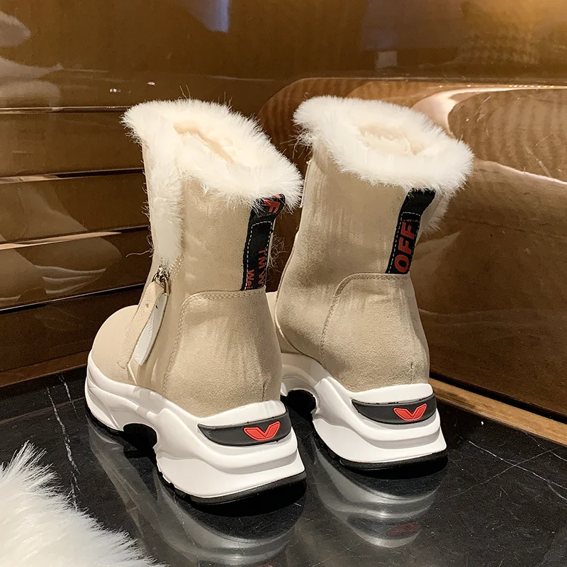 2022 Woman Shoes New Zipper Snow Boots for Women Winter Suede Platform Ankle Boots Ladies Casual Warm Plush Woman Winter Boots